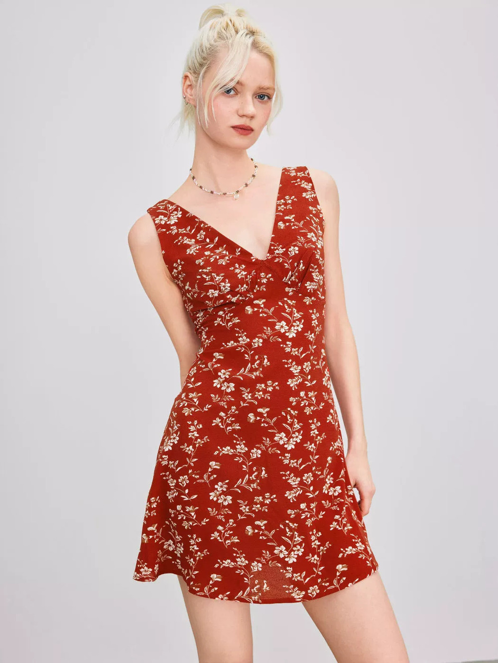 ZARA Floral Design Collar Dress Elegant Chic Fresh